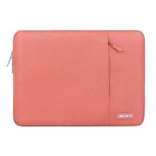 Image of MOSISO Laptop Case 13 inch, 13 inch Laptop Sleeve Compatible with MacBook Air M4 M3 M2 M1 2025-2018 / Pro M2 M1 2025-2016, Polyester Vertical Computer Sleeve Bag with Pocket, Coral