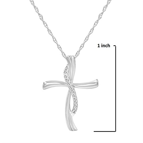 Amanda Rose Collection Sterling Silver 1/10 Carat TW Real Diamond Cross Pendant Necklace for Woman on an 18 inch Sterling Silver Chain | Real Diamond Necklaces for Women3