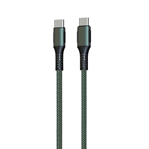 Image of Portronics Konnect C Square 18W POR-1065 Type-C to Type-C 1.2M Type C Devices USB Cable with Power Delivery & 3A Quick Charge Support, Nylon Braided for All Type-C Devices, Green