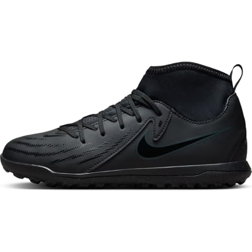 Nike Jr. Phantom Luna 2 Club Little/Big Kids' TF High-Top Soccer Shoes (FJ2607-002, Black/Deep Jungle/Black) Size 2.5