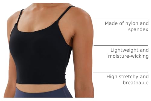 Image of Women's Strappy Stretch Sports Bra Longline Yoga Tank Top Fitness Bra Workout Camisole Crop Tops for Teen Girl