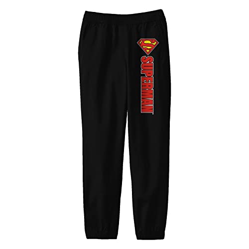 Superman Veritcal Classic Title Logo Youth Black Graphic Jogger Pant