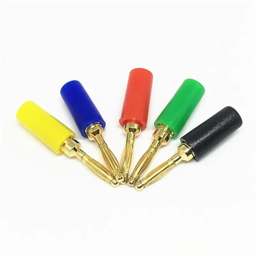 100 conectores banana macho 2mm en cobre con baño de oro miniatura 4
