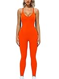 VUTRU Women's Sexy Sleeveless Bodycon V Neck Tank Long Rompers One Piece Crisscross Back Jumpsuits Playsuit Clubwear