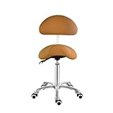 Antlu Saddle Stool Chair with Back Support, Ergonomic Esthetician Stool Chair for Salon Tattoo Spa Medical Dentist Clinic (with Backrest, Camel)