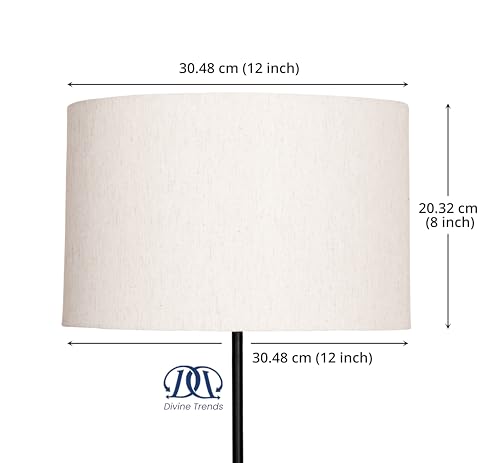 Image of Divine Trends Cotton Off White Drum Lamp Shade 12 inch Inches Bottom Diameter Compatible with E27 & E14 Holders (Pack of 1)