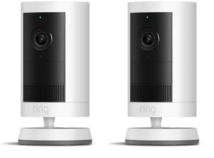 Introducing Ring Outdoor Cam Plus, Battery — 2K Video with Ring Vision, Low-Light Sight for full-color night vision, Mount-anywhere versatility, White (Pack of 2)