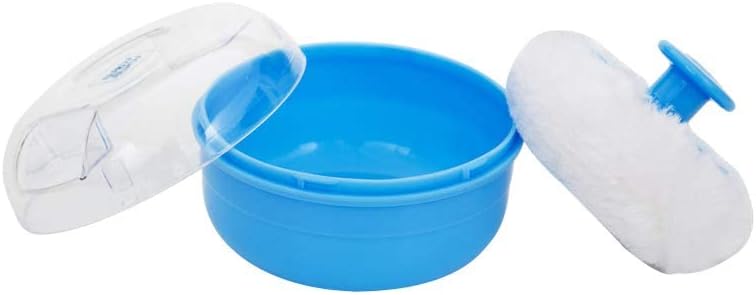 Mee Mee Soft-Feel Blue Powder Puff with with Box Holder Container for New Born and Kids | Gentle Touch for Your Little One's Skin | BPA-Free
