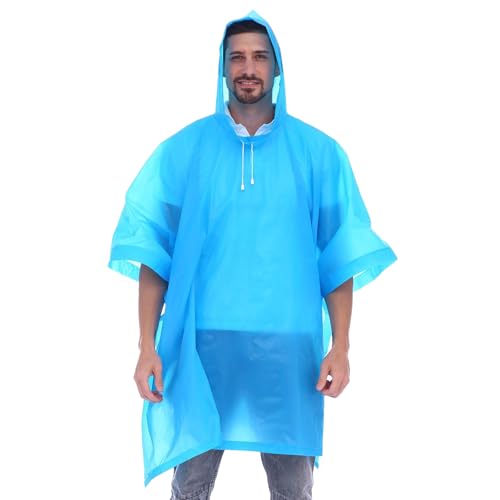 2 St&uuml;ck Regenponcho, EVA Wiederverwendbarer Tragbarer Unisex-Regencape f&uuml;r Survive, Fahrrad, Wandern, Camping, Angeln, Konzert, Stadion, Festival (Blau)