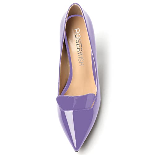 ROSERWISH Womens Slip On Fashion Party Pointed Toe Sexy Patent Block High Heel Pumps Dress Shoes 4 Inch3