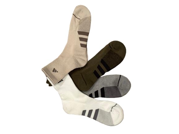 adidas Men's High Quarter Sock Assoted Colors Moisture Wicking Cushioned Footbed Smooth Toe Seam Men's Shoe Size: 6-12 (4-Pack)
