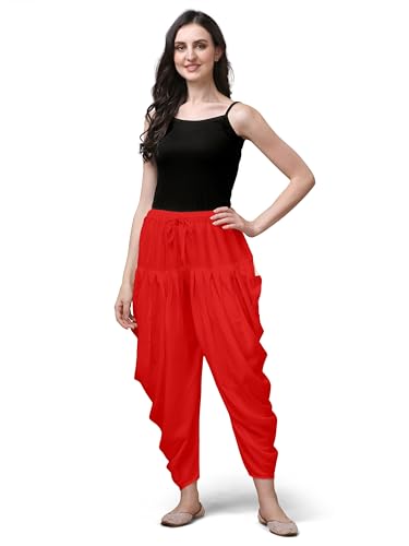 Image of Mehrang Loose Fit Rayon Dhoti Pant for Women Patiala Slawar Bottom Wear Harem Pants, Waist Free Size (26 Inch to 38 Inch)