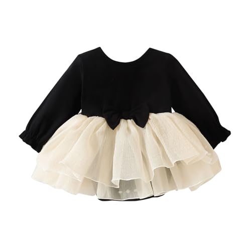 Baby Girl My Little Black Dress Romper Cotton Ruffle Long Sleeve Tutu Dress Birthday Party Fall Winter Clothes 0-24M