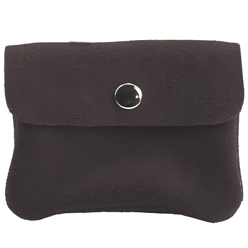 Modamoda de P09 WL Damen Geldbörse aus Wildleder 12,5x2x8,5 cm Handmade in Italy, Farbe:Dark Chocolate