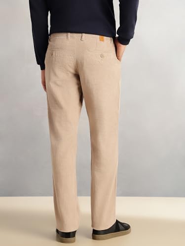 Image of Thomas Scott Men's Regular Fit Mid-Rise Corduroy Trouser | Textured Fabric | 4-Pocket Casual Pants for Men