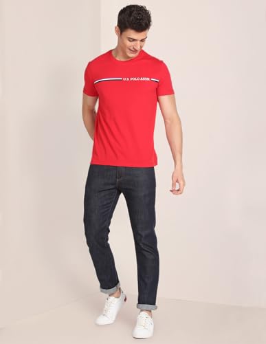 Image of U.S. Polo ASSN. Knitted Cotton T-Shirts for Men - 100% Cotton, Breathable & Comfortable, Half Sleeves Mens Casual T Shirts