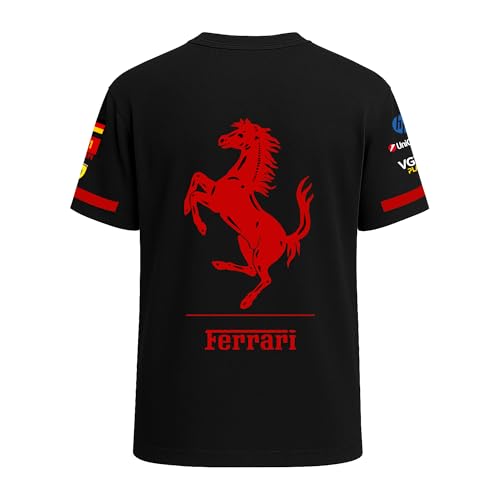 Image of Ferai-Scude Motorsport T-Shirt 100% Cotton Car Printed Tshirt for Car Enthusiast for Men & Women Black Tshirt