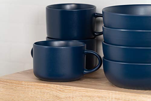 10 Strawberry Street Wazee Matte Coupe Dinnerware Set, 16 Pc, Midnight Blue #TOP4