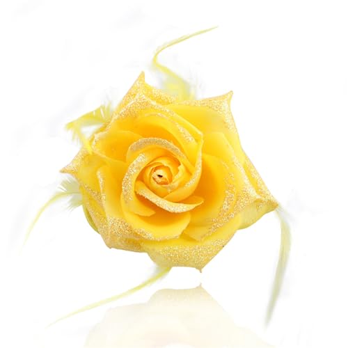 Flower Hair Clip Hairpin Rose corsage brooch Bridesmaid Pin up Headdress Performance Party Wedding Decor 1PC Yellow