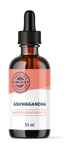 Vimergy Ashwagandha Flüssig Reisegröße 27 Anwendungen Ashwagandha Extrakt Tropfen Vegan Nahrungsergänzungsmittel Ohne Zucker und Bindemittel Gentechnik- & Glutenfrei (55 ml)