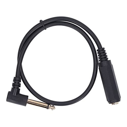 Stereo Audio Cable, 0.5m 1/4in Microphone Audio Cable, Mono Right Angle 6.35mm Male to Female Stereo Extension Cable for Microphone