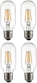 TEKLED® T45 Filament Vintage DIMMABLE LED Bulbs | Tubular E27 Edison Screw | Energy Saving 4W Light Bulb 40W Equivalent | Clear 2700K 470LM | 4-Pack | Warm White