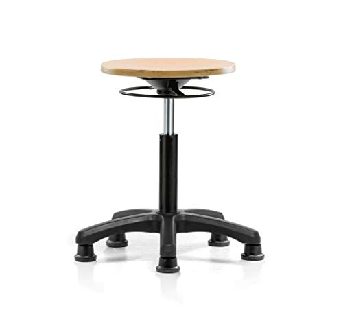 Perch Wood Pneumatic Stool, All Around Adjustment Ring and Stationary Caps, Workbench Height