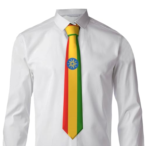 Ethiopia Ethiopian Flag Necktie For Men Fashion Ties Length 57 Inch Width (8cm) 3.15 Inch Classic Novelty Adult Man Wedding Party Necktie