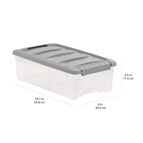 Image of Amazon Basics Plastic Storage Containers with Secure Latching Lids, Stackable Organization Bins, Clear /Grey, 5 Quart, Set of 10