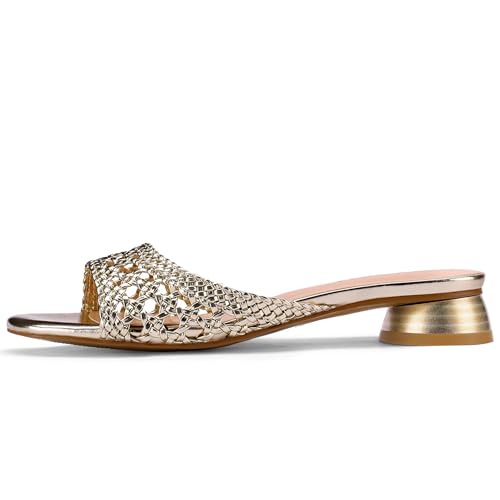 Women's Low Heels Sandals Braided Mule Chunky Block Heeled Slides Square Open toe Slip On Mules Fashion Heels2