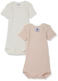  Petit Bateau 2 CORPI neonata Maniche Corte A05KL, Saline/Marshmallow + Marshmallow, 18 Mesi Bimba