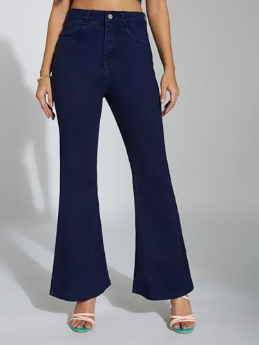 Image of Miss Chase Women's Wide-Leg High-Rise Regular-Length Stretchable Shaping Denim Jeans
