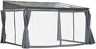Outsunny 10' x 13' Outdoor Patio Gazebo with Sloping Polycarbonate Roof, Durable Aluminum Frame, & Netting Curtain