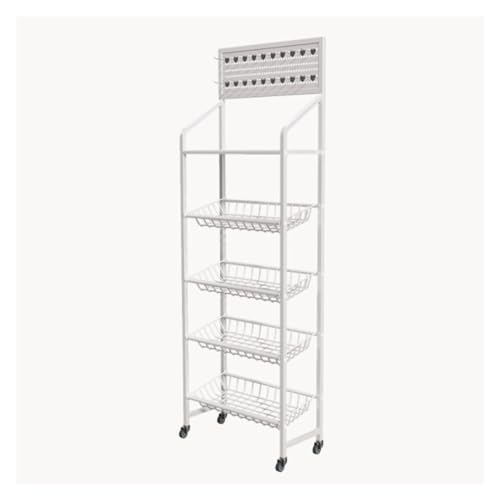 Generisch Verkaufsständer, Metallregal für den Einzelhandel – Süßwaren- und Snackständer, Snackwagen und Getränkeorganizer für Snacks, Obst und Utensilien – Einfache Montage (Weiß, 60 x 27 x 165 cm)