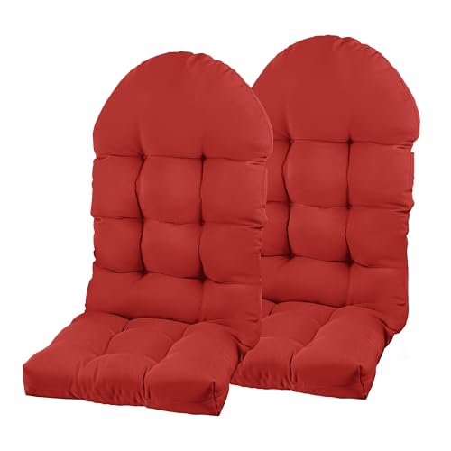 Image of Adirondack Chair Cushion, Rocking Chair Cushion 44x19.4x4 inch, High Back Patio Cushions of Upper and Lower with Ties, Sunscreen and Fade-Resistant (Red, 2)