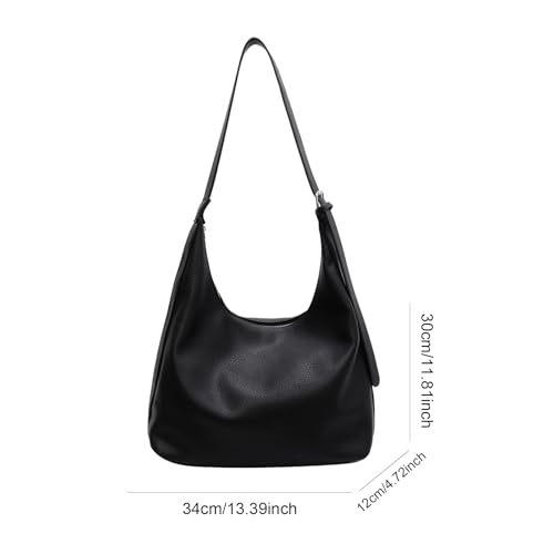 Crescent Tote Bag Slouchy Hobo Bag PU Shoulder Bag Solid Color Commuting Bag Purse with Adjustable Shoulder Strap for Women2