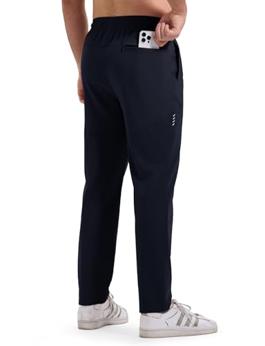 Rdruko Men's Lightweight Track Pants with Zipper Pockets Mesh Athletic Workout Sweatpants Open Bottom4