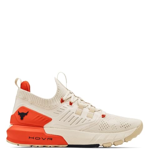 Mens Project Rock 3 Trainers - White Orange 111 by Under Armour