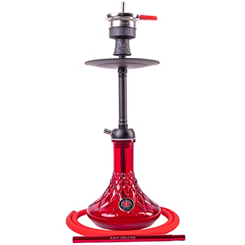 Amy Deluxe Shisha 120.02 Alu Joy S - 60 cm, BK-RD, Wasserpfeife, Hookah, komplette Steck-Pfeife mit Schlauch & Kamin…