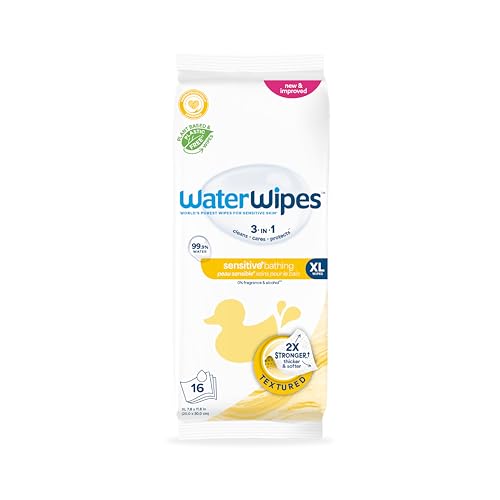 WaterWipes Sensitive+ Bathing Wipes, 3-In-1 Cleans, Cares, Protects, 99.9% Water,