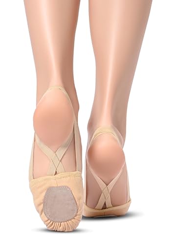 2Pcs Women's Canvas Half Soles Dance Shoes Turners Dance Shoes Lyrical Pirouette Shoes for Ballet4