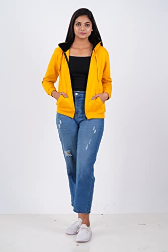 Image of KYDA KIDS Women's Cotton Hooded Hoodies with Zip - Fleece Material Full Sleeves Sweatshirt with Fur Cap, Hooded Neck Long Sleeve Winter Wear for Women - Regular Fit