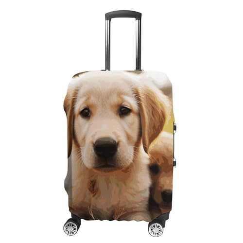 Travel Luggage Cover Suitcase Protector Cute Golden Retriever Puppy Elastic Washable Suitcase Cover Anti-scratch Spandex Baggage Covers Fits 18-32 Inch Luggage