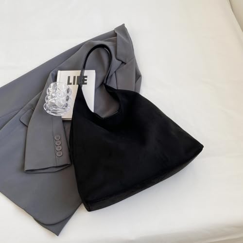 Image of Lushandy Brown Suede Purse Faux Suede Tote Bag Leather Hobo Bags for Women Slouchy Hobo Bag Fall Purse Shoulder Bag