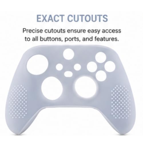 Image of TMG X Series X /S Controller Skin,Anti-Slip Protector Set for X Series Compatible with Xbox X /S Controller-Silicone Cover with 2 Thumb Grips Caps (White)