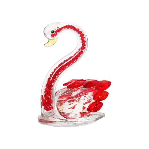 JATYFING Figura decorativa de cristal de cisne para el hogar para esposa o novia (rojo)