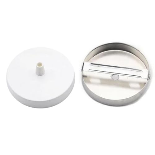 DESHOME Soporte Lámpara Techo Blanco con Rosetón Metal 10cm - 1 Focos para Lámparas Colgantes, Embellecedor Florón Rotondo y Placa Montaje Kit Tejadillo