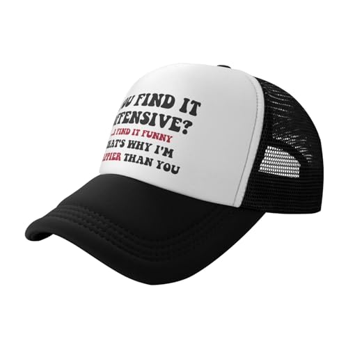 Image of You Find It Offensive? I Find It Funny Trucker Hats for Women Black Men Retro Trucker Black Hats for Men
