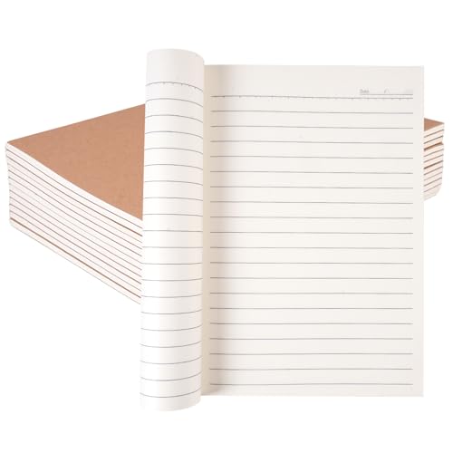 12 Pièces A5 Cahiers Lignés Kraft, 20 x 14 cm Blocs Carnet de Notes, 28 Feuilles / 56 Pages Cahier A5 Kraft Couverture, Carnet de Notes pour le Bureau, la...