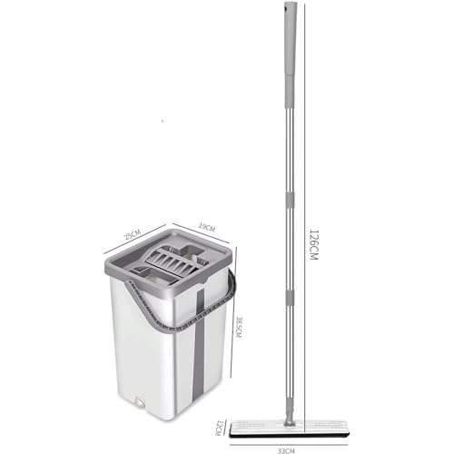 OLOTU Flacher Bodenwischer, freihändig eluierend in einem, mit flachem Wischmopp und Eimer-Set zum Trennen von schmutzigem und sauberem Wasser aus Mikrofaser-Pads – Bild 3